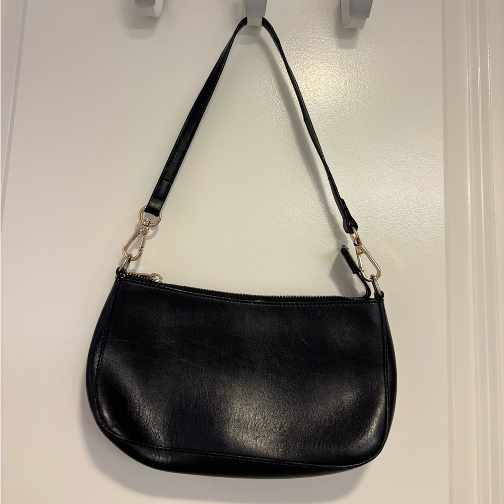 Brandy Melville / John Galt Black Faux Leather Shoulder Bag